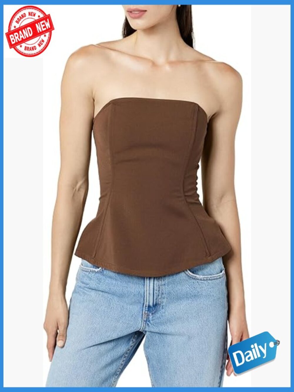 Strapless Corset Crop Top with Zipper Closure